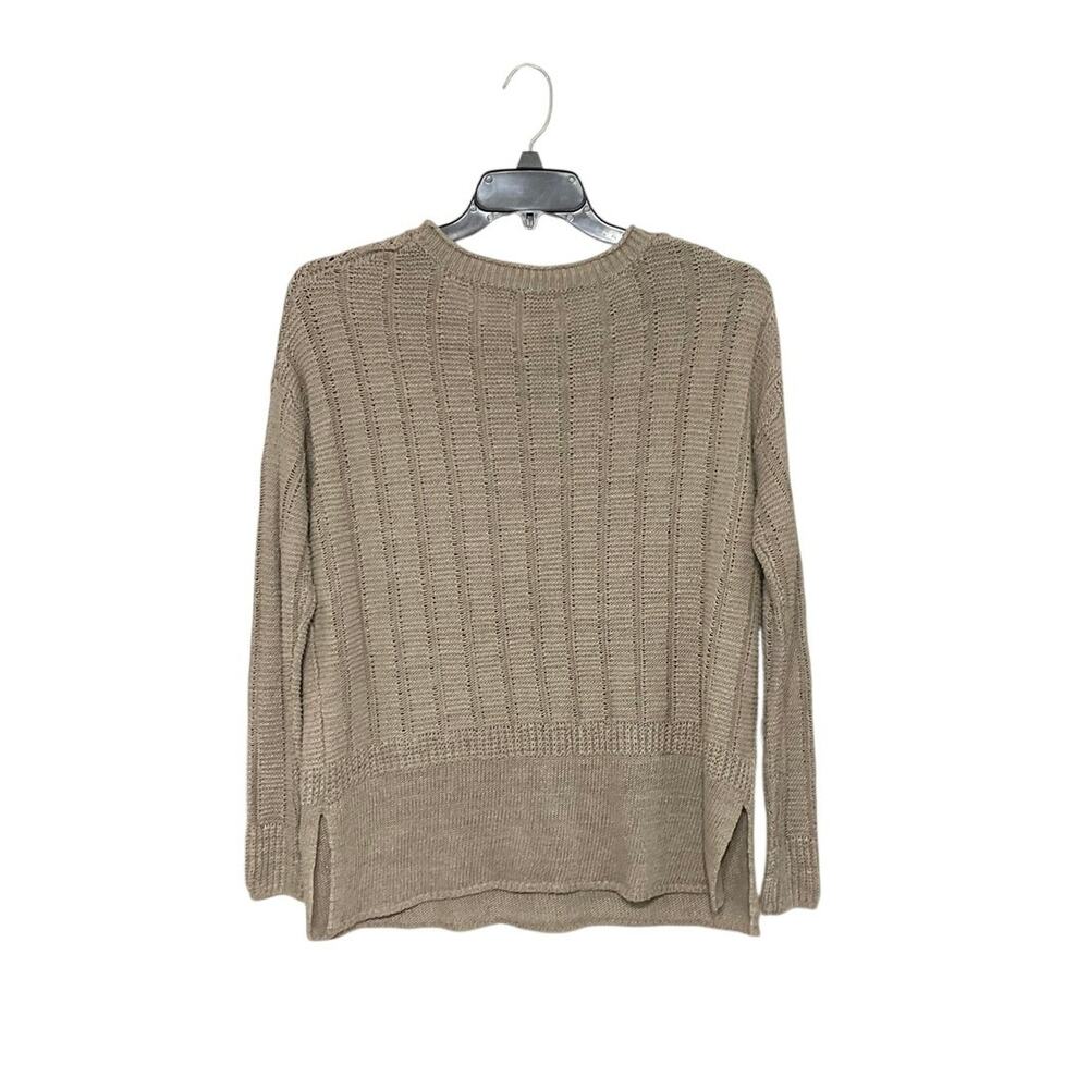 Vince. Linen Knit Sweater Women's Size Small Light Brown Pullover Crew Neck - Picture 3 of 8